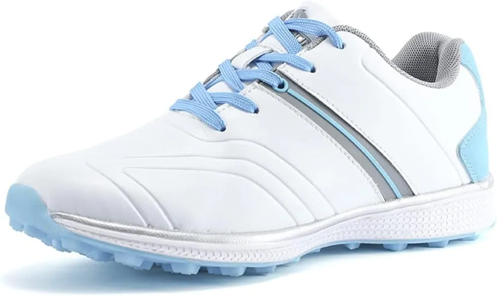 Water-Resistant Golf Shoes for Womens, Outdoor Spikeless Golf Footwears Comfort Fashion Leather Walking Trainers