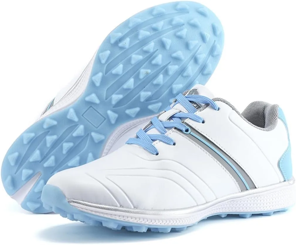 Water-Resistant Golf Shoes for Womens, Outdoor Spikeless Golf Footwears Comfort Fashion Leather Walking Trainers