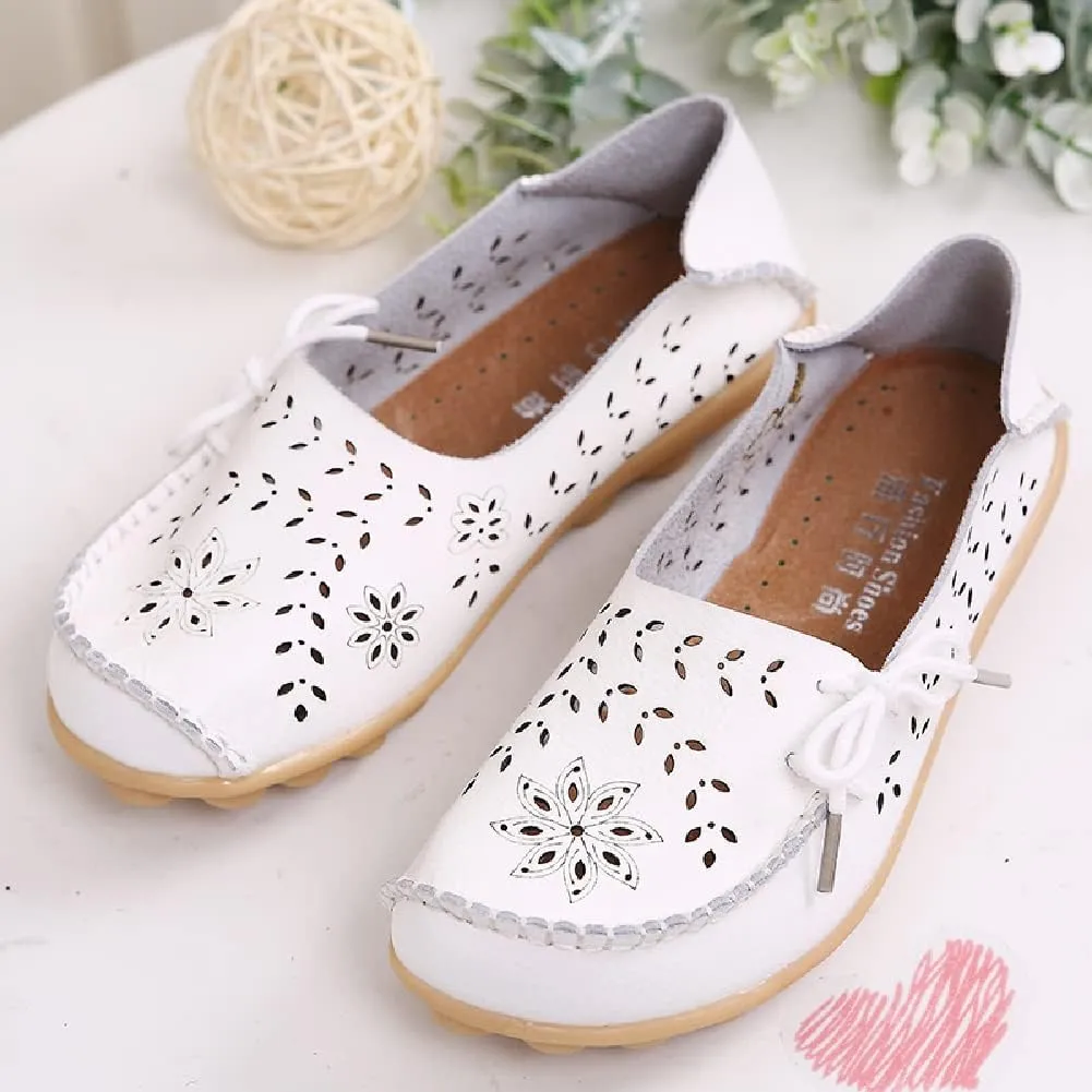 WERWAES Casual Leather Loafers for Womens Breathable Lightweight Comfort Soft Moccasins Loafers Boat Shoes Outdoor Office Driving Walking Flat Loafers