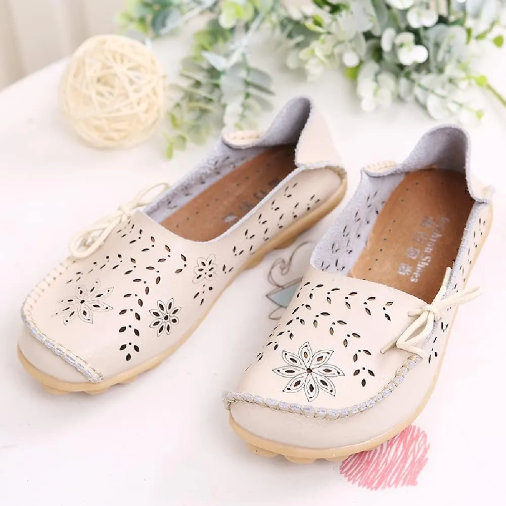 WERWAES Casual Leather Loafers for Womens Breathable Lightweight Comfort Soft Moccasins Loafers Boat Shoes Outdoor Office Driving Walking Flat Loafers