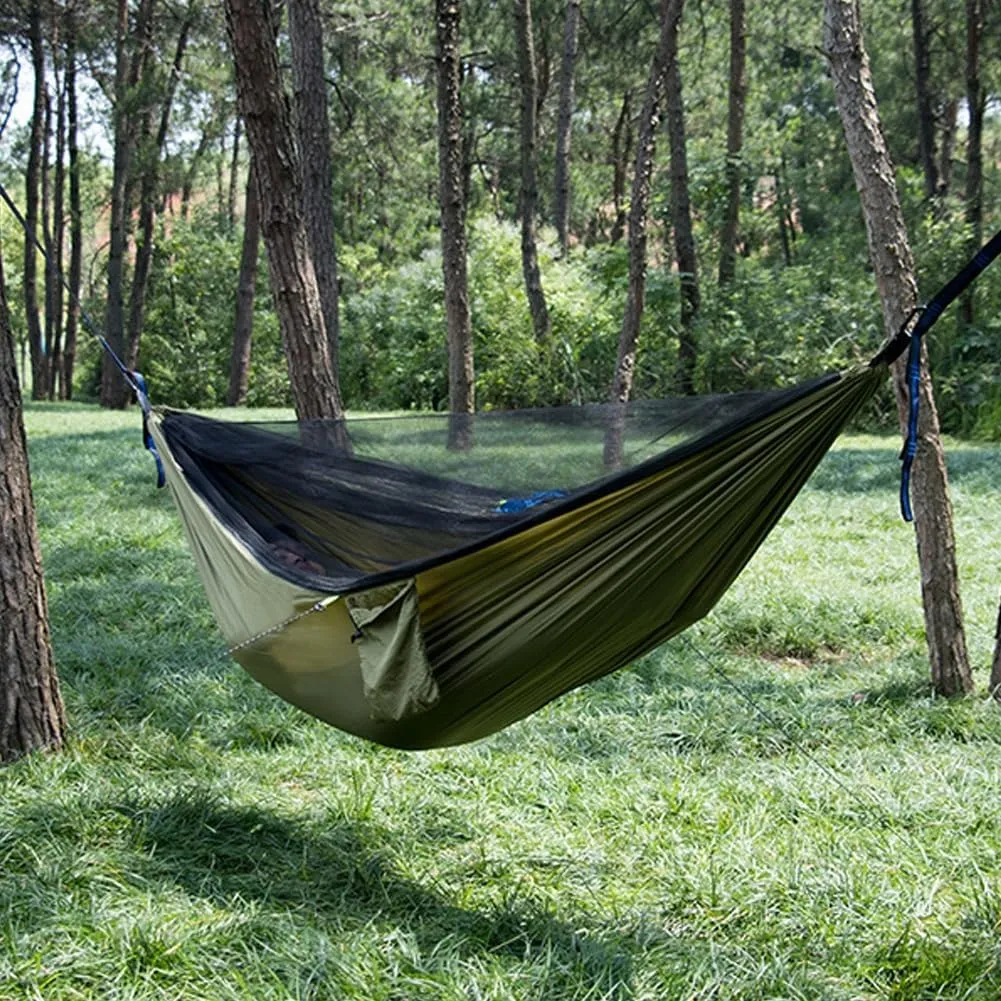 Wild Camping,mosquito Net Camping,Nylon Material, Encrypted Anti-mosquito Netting, Portable Drawstring Quick-open Outdoor Hammock, Suitable for Camping, Camping, Beach and Travelling(Black)
