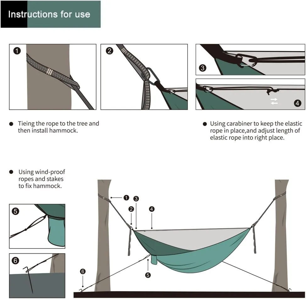 Wild Camping,mosquito Net Camping,Nylon Material, Encrypted Anti-mosquito Netting, Portable Drawstring Quick-open Outdoor Hammock, Suitable for Camping, Camping, Beach and Travelling(Black)