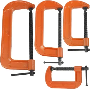WILLBOND 4 Pcs C Clamps Set 3'' 4'' 6'' 8'' Small Steel Versatile Heavy Duty Welding Clamps Set Jaw Opening Sliding T Bar Handle for DIY Carpentry Woodworking Welding Building(Orange)