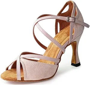 Woman Swing Dancing Heels Peep Toe Latin Professional Dancing Shoes Wedding Sandals X075B