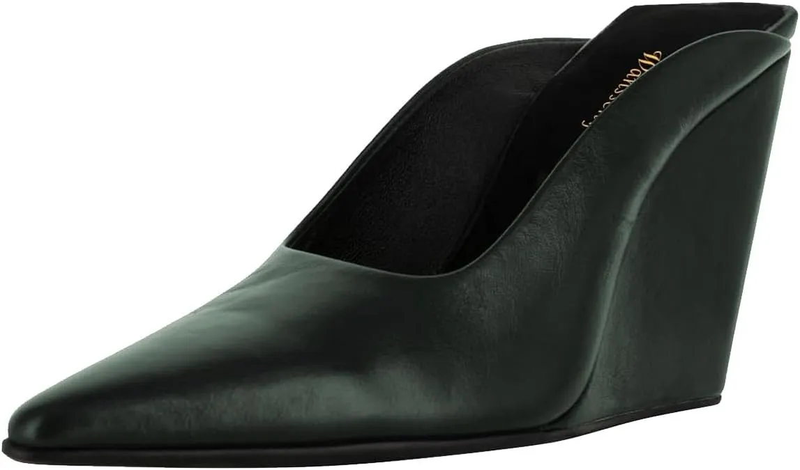 Women Chic Pointed Toe Wedge High Heel Mules Slip On Ladies Dressy Casual Summer Pump Shoes Size 4-16 US