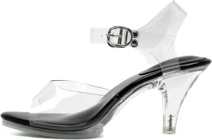 Women’s Clear Heels Pointed Toe Ankle Strap Block Stiletto Heels Wedding Party Dress Sandals