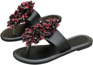 Women's Flat Mules with Light Purple Sequin Flower Decorations – Summer Slip-On Shoes for Vacations, Beach Walks, and Casual Romantic Outfits