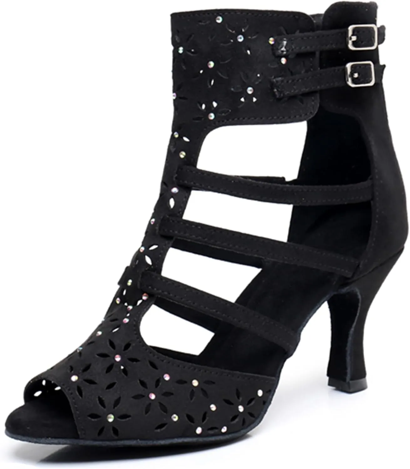 Womens Girls Best Dancing Shoes T-Strap Ballroom Dance Heels Cutout Party Prom Ankle Sandals with Buckle X3233