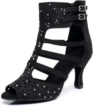 Womens Girls Best Dancing Shoes T-Strap Ballroom Dance Heels Cutout Party Prom Ankle Sandals with Buckle X3233