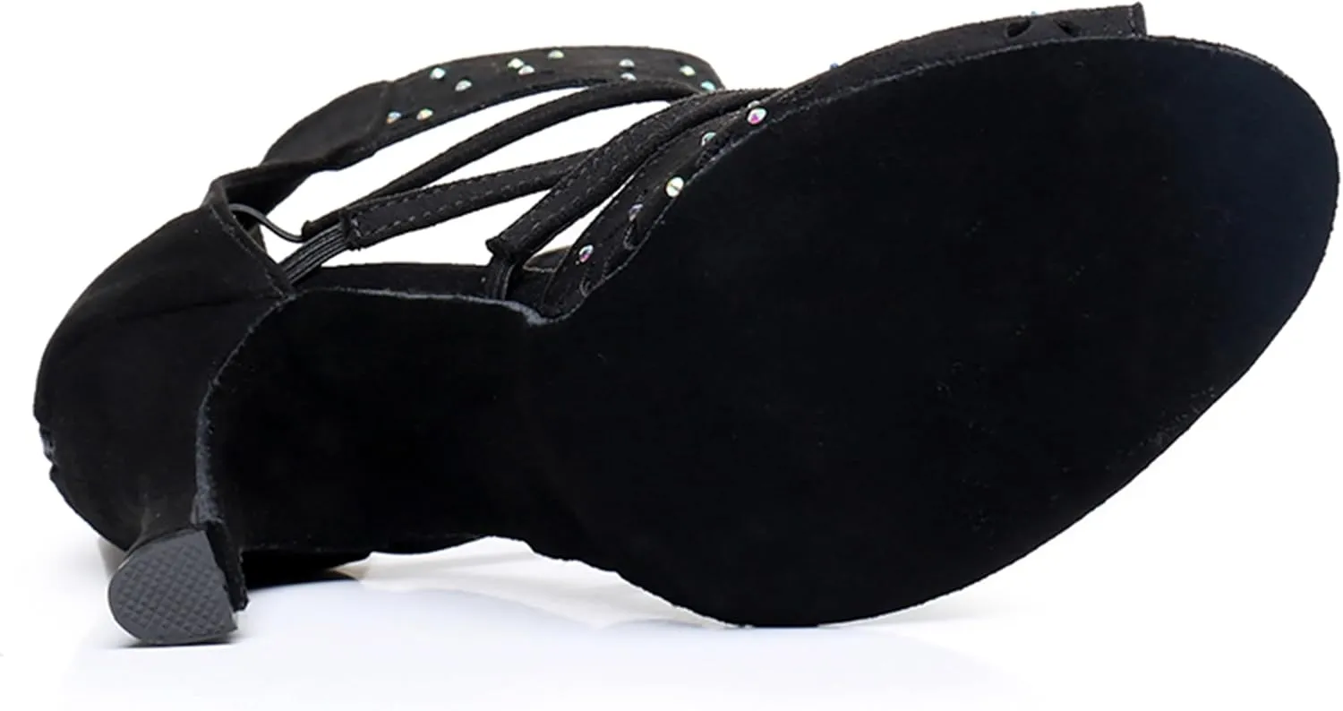 Womens Girls Best Dancing Shoes T-Strap Ballroom Dance Heels Cutout Party Prom Ankle Sandals with Buckle X3233