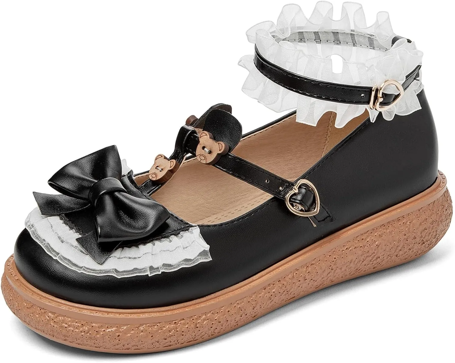 Women's Kawaii Mary Janes Flats, School Cute Mary Jane Shoes, Lolita Low Wedge Platform Heels Pump