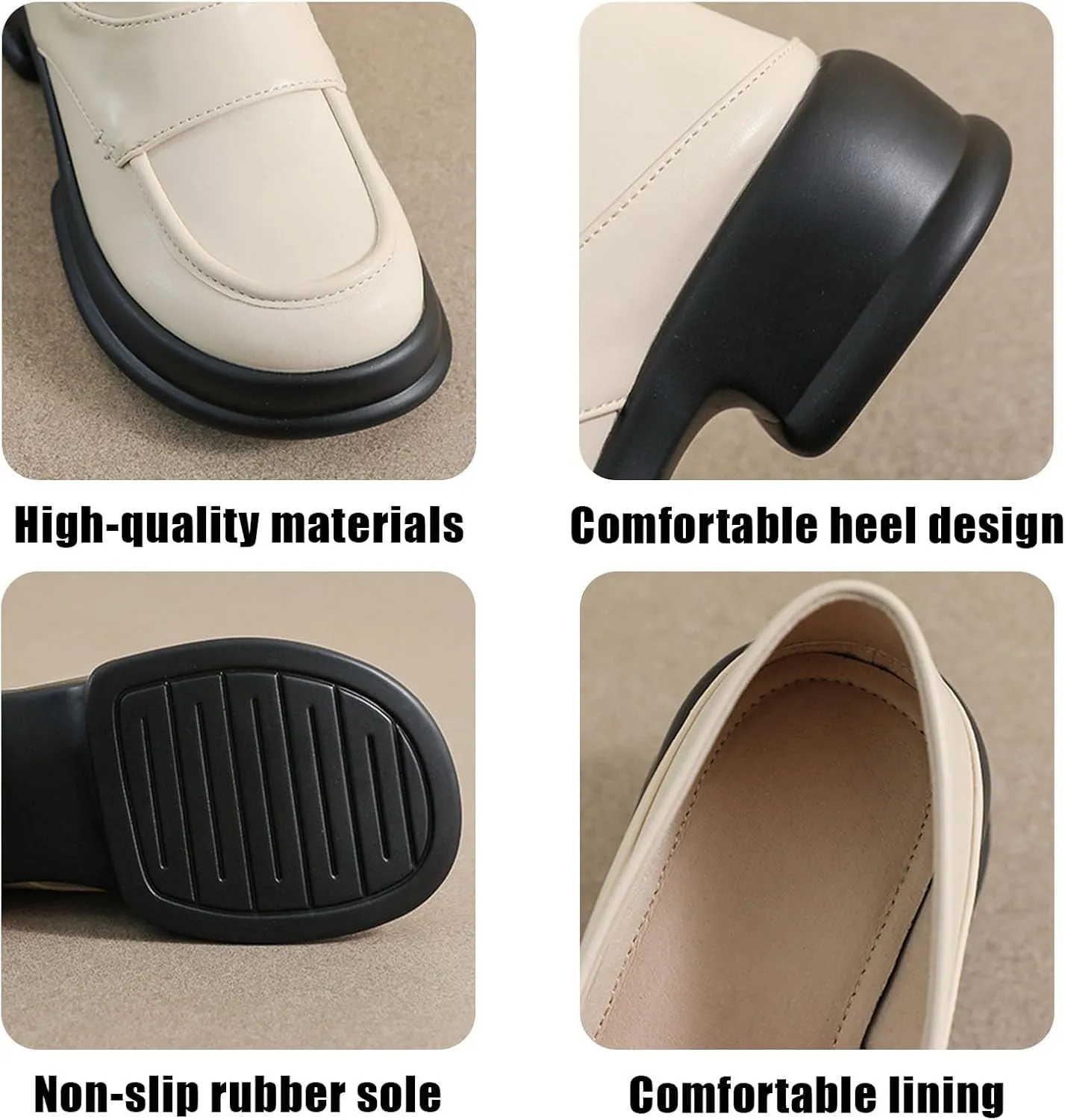 Women's Loafers, Slip-On Comfortable Round Toe Platform Chunky Heel Loafers for Women, Women's Business Casual Shoes (Black,8)