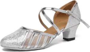 Womens Low Heel Dancing Shoes T-Strap Latin Pumps Party Wedding Heels X2040