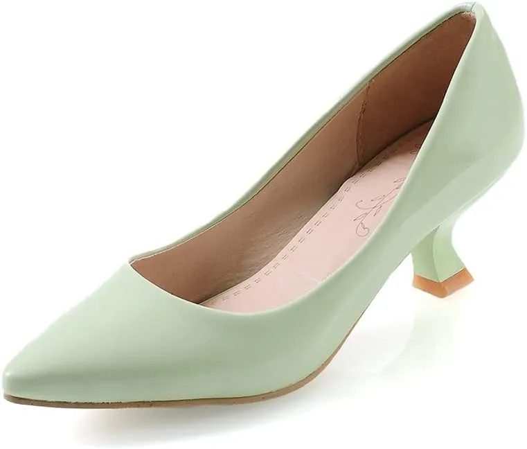 Women's PU Leather Candy Color Pointed Toe Sexy Formal Working Pumps,Middle Heels Comfortable Office Ladies Walking Wedding Pump Shoes