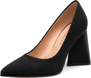 Women's Pumps, Pointed Closed Toe Chunky High Heels, Fashion Solid High Heel Shoes for Women