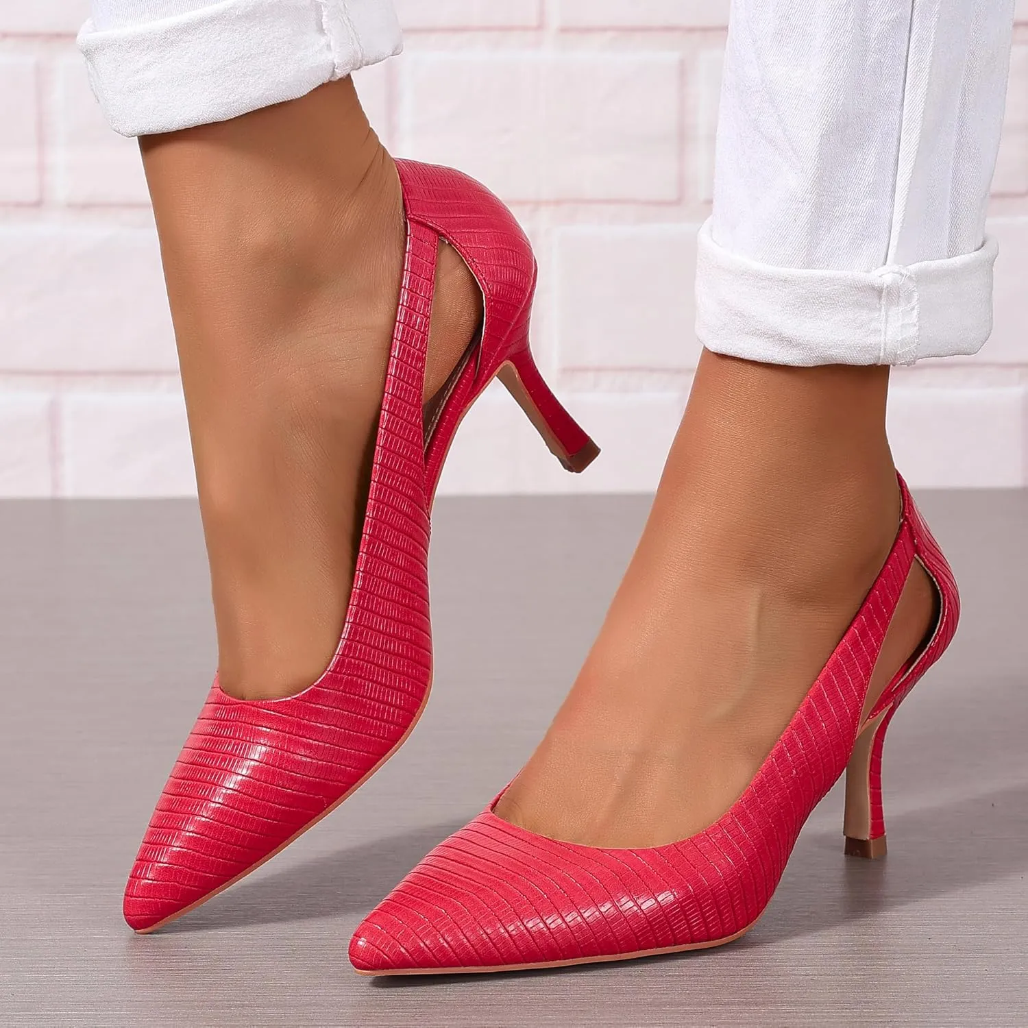 Women's Pumps Pointed Toe Pump Shoes Kitten Heel Comfort Cut Out Dress Shoes for Office Wedding Party Dressy Casual, US Size 5-11