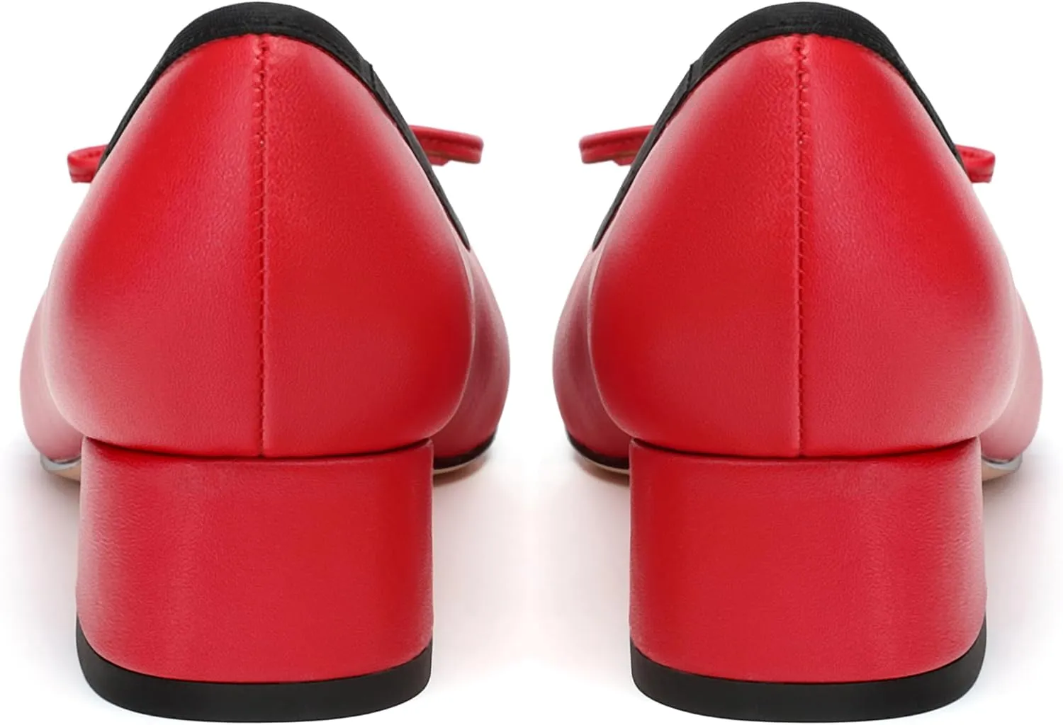 Womens Pumps, Square Toe Low Block Heel Pumps for Women, Leather Insole Comfort Daily Pump Shoes with Bow Tie 1.3"