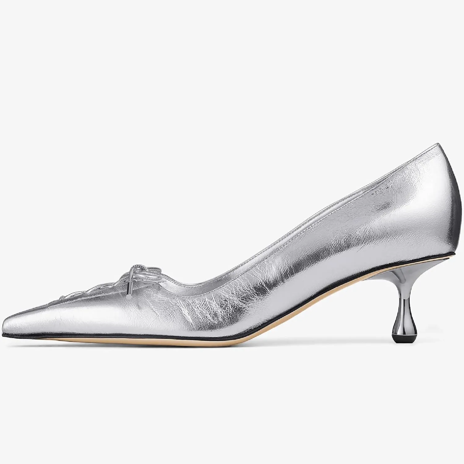 Women’s Strap Bow Pointed Toe Kitten Heel Pumps Classic with Low 2.36" Heels Comfy Dress Pumps for Dalylife Spring Shoes