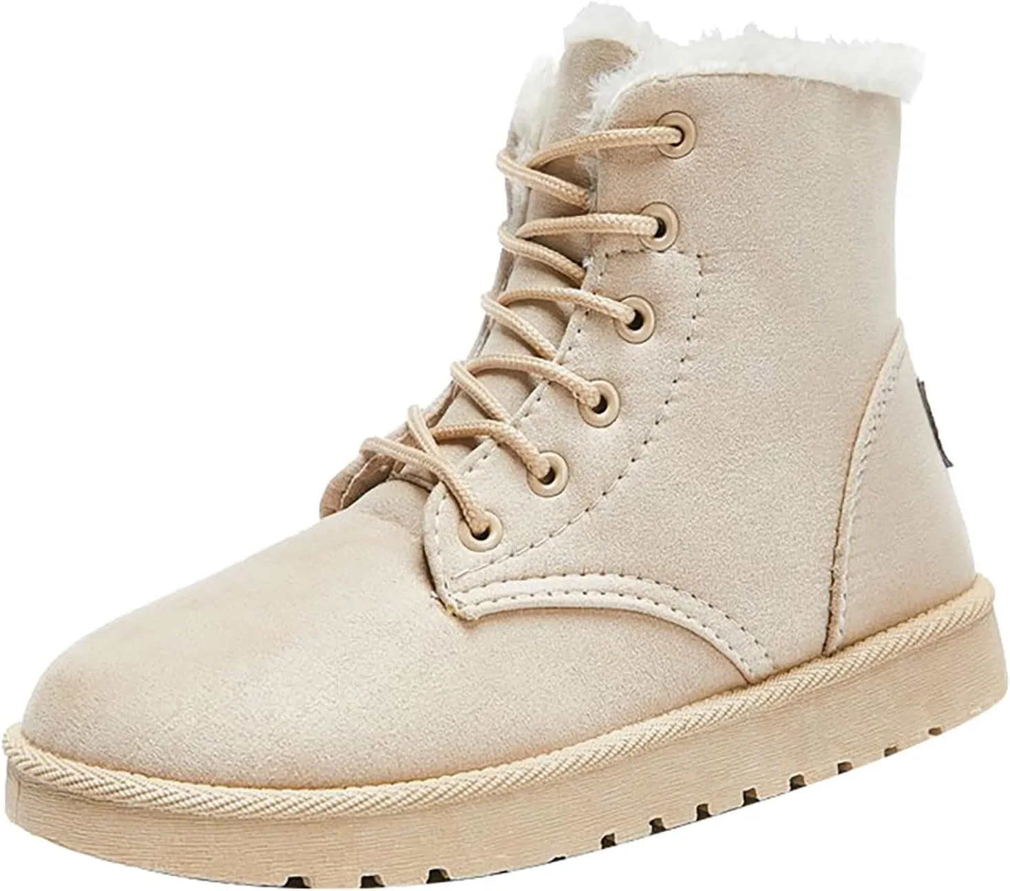 Women’s Warm Plush Lined Winter Snow Boots for Women Lace Up Side Zipper Mid-Calf Fashion Booties
