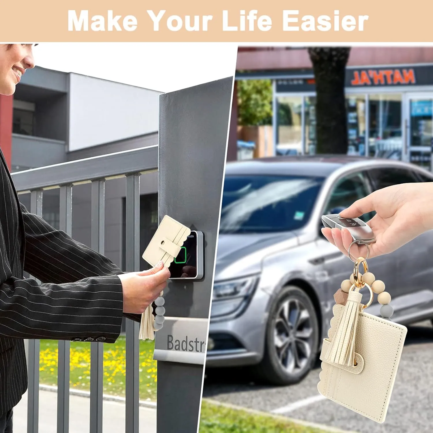 Wristlet Keychain for Women Silicone Key Ring Bracelet Wristlet Wallet Bracelet Keychain Card Holder Keyring