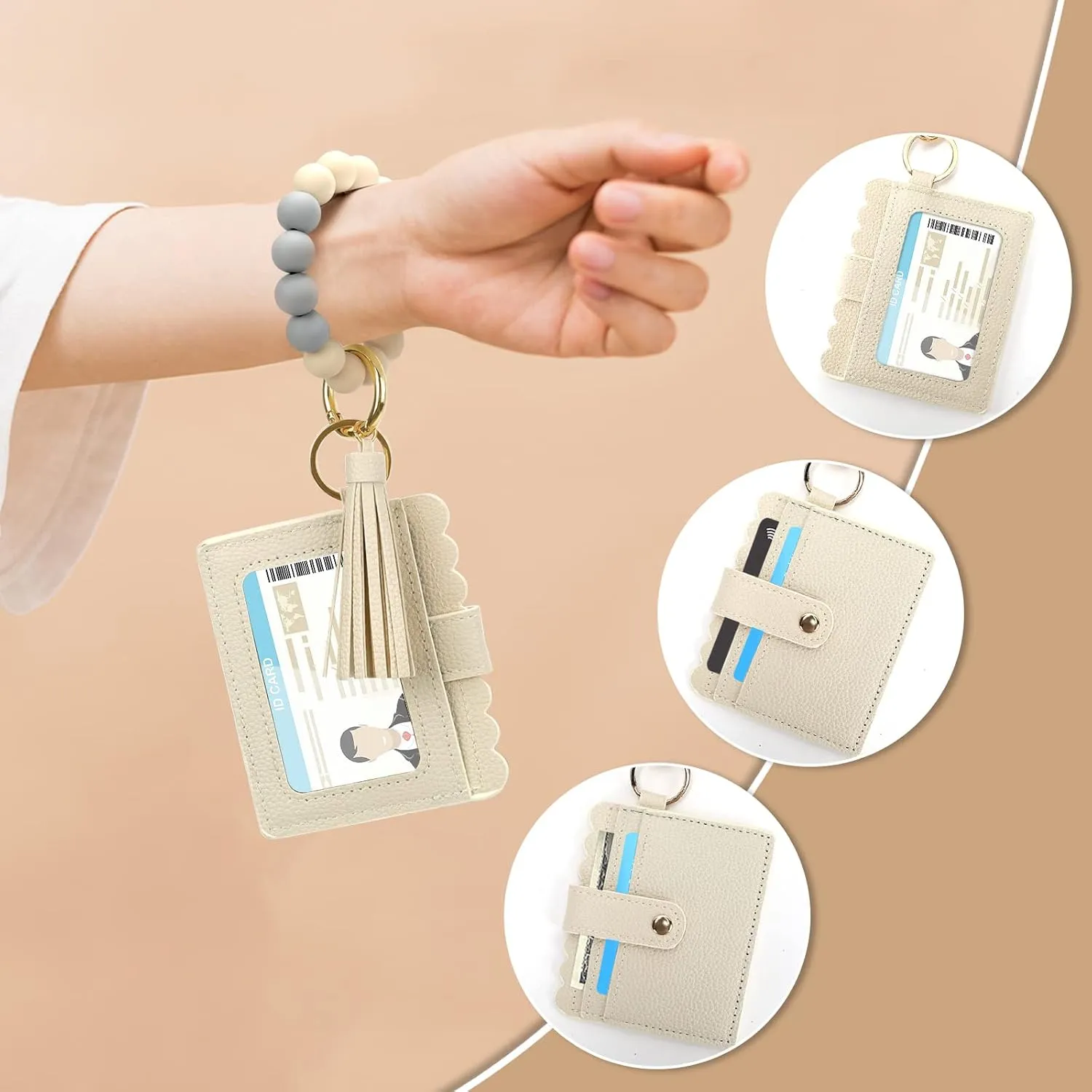 Wristlet Keychain for Women Silicone Key Ring Bracelet Wristlet Wallet Bracelet Keychain Card Holder Keyring