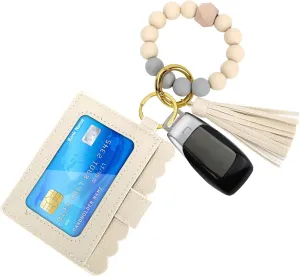 Wristlet Keychain for Women Silicone Key Ring Bracelet Wristlet Wallet Bracelet Keychain Card Holder Keyring