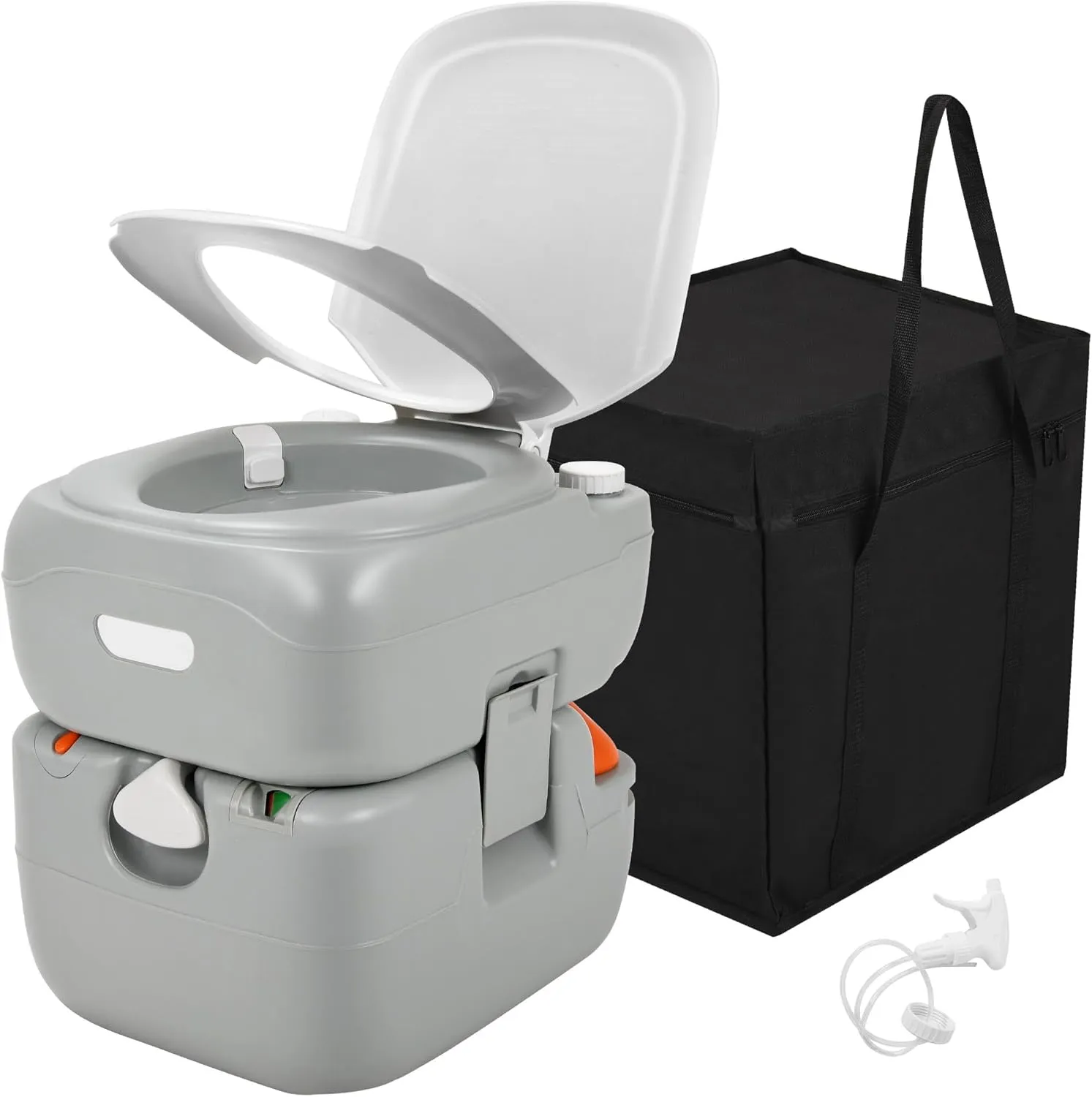 YITAMOTOR Portable Toilet 5.8 Gallon, Camping Porta Potty with Sprayer and Handbag, RV Toilet with Handle Pump, Level Indicator, for Motorhome Travel, Car, Boat, Indoors and Outdoors