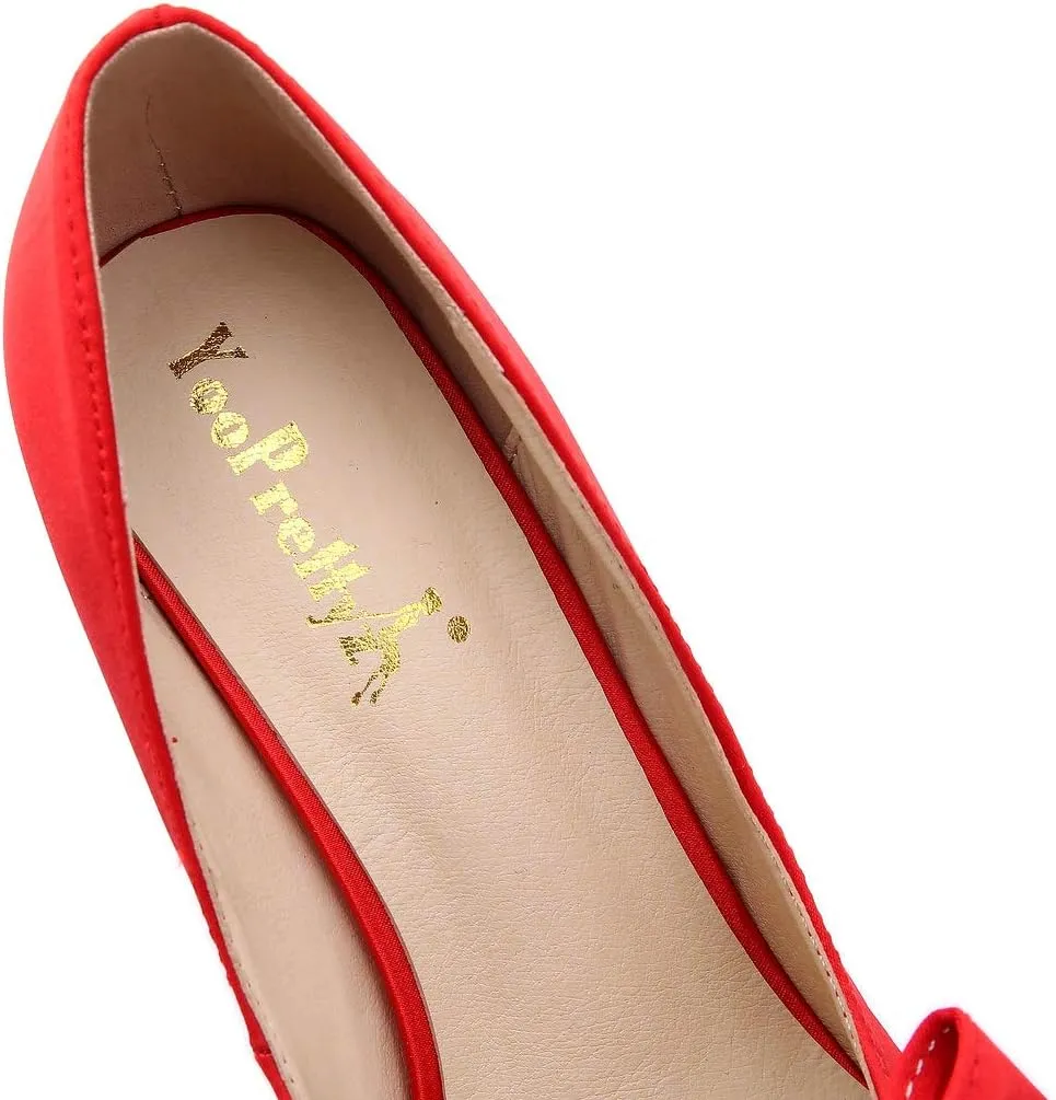 YooPrettyz Women Oversized Bow Wedding High Heels Slip On Satin Evening Bridesmaid Pumps