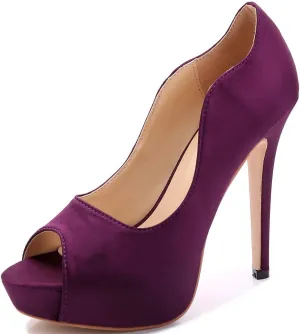 YooPrettyz Women Peep Toe Satin Shoe Wedding Stiletto Shoes Evening Pumps Bridal High Heels