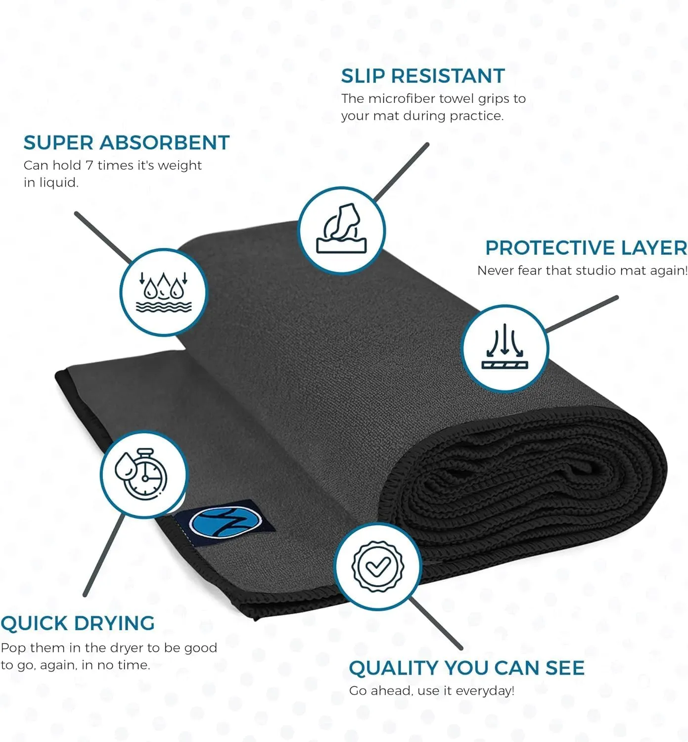 Youphoria Yoga Microfiber Non-Slip Towel - Hot Yoga Mat Towel for Enhanced Grip and Sweat Absorption