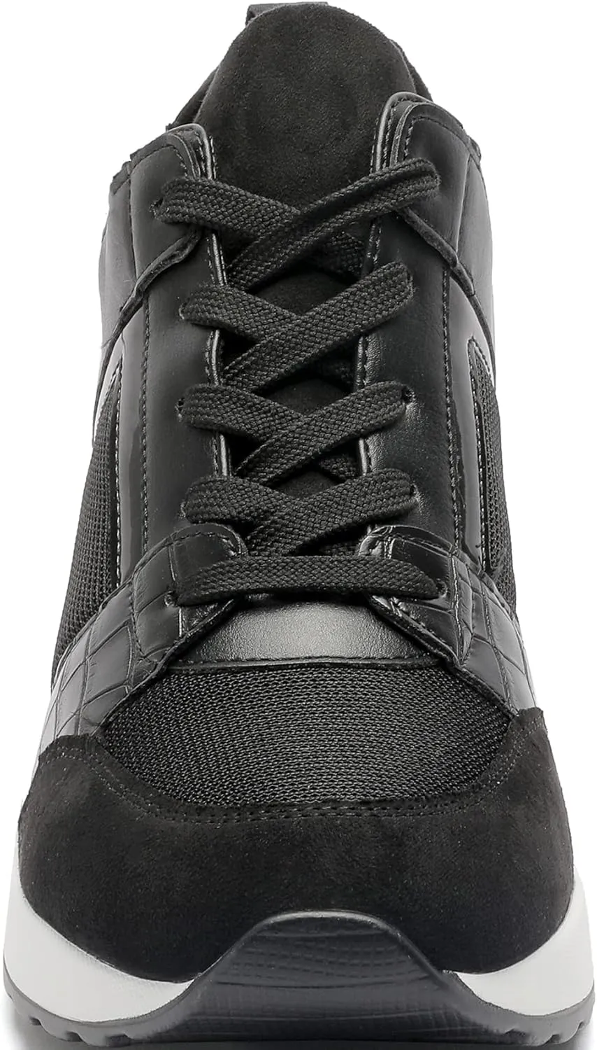 YZ Fashion Wedge Sneaker for Women High Heel Lace Up Platform Sneakers