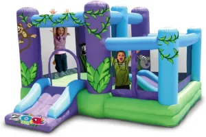 Zoo Park Inflatable Bounce House and Ball Pit | Inflatable Bouncer | Blower, Carry Bag, Stakes, and Balls Included | Quick Inflate | Zoo Animal Theme